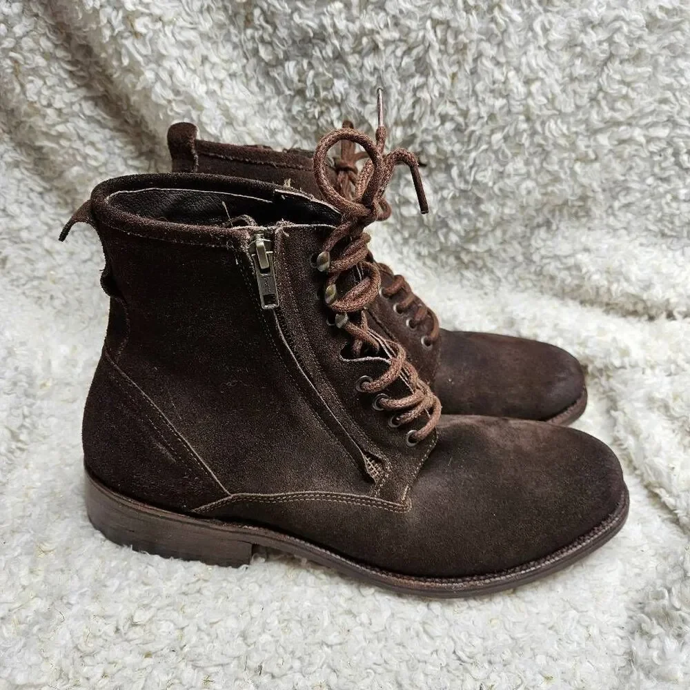 ZZYXX California The Ziggy Briwn Suede Leather Laceup Ankle Boots Mens sz 12‎